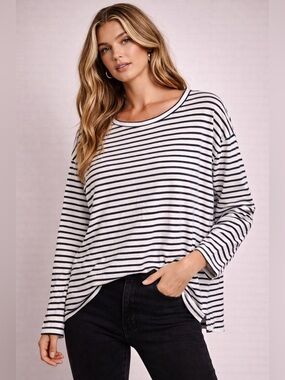 Frank & Eileen Striped Scoop Neck Long-Sleeve Top
